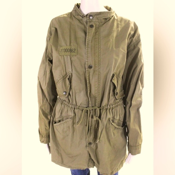 Zara Women Round Neck Cinch Waist Green Drawstring Jacket Sz S Women - Picture 2 of 9